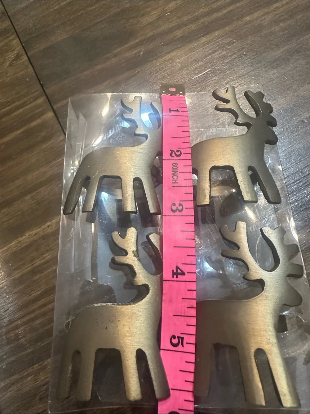 Set of 4 Brass Reindeer Holiday Napkin Rings